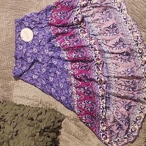 High Low Floral Print Skirt